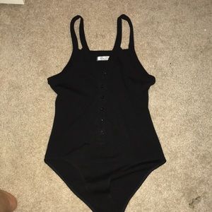 Black bodysuit with buttons